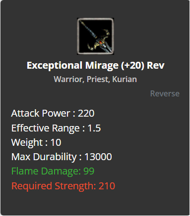 Exceptional Mirage Sword +20 (Reverse)