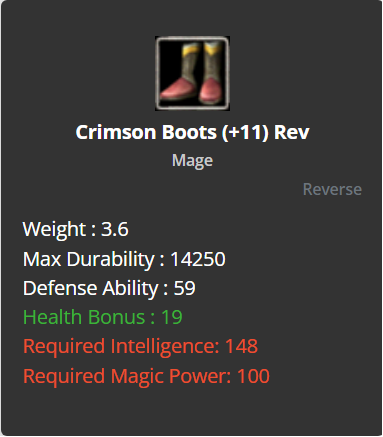Crimson Boots +11 (Reverse)