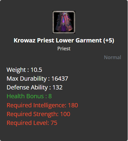 Krowaz Priest Lower Garment +5