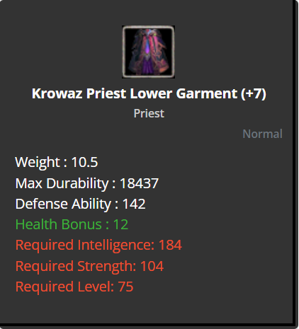 Krowaz Priest Lower Garment +7