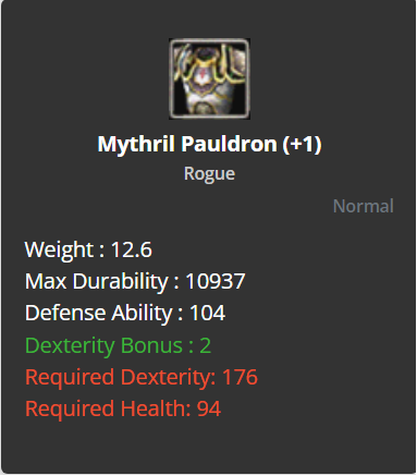 Mythril Pauldron +1