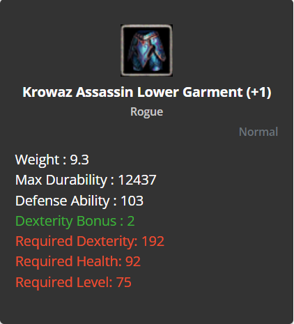 Krowaz Assassin Lower Garment +1