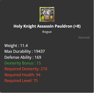 Holy Knight Assassin Pauldron +8