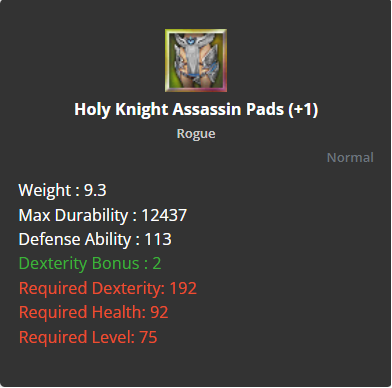 Holy Knight Assassin Pads +1