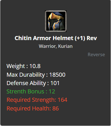 Chitin Armor Helmet +1 (Reverse)