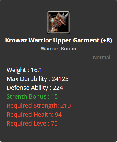 Krowaz Warrior Upper Garment +8