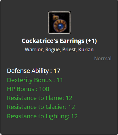 Cockatrice's Earrings +1